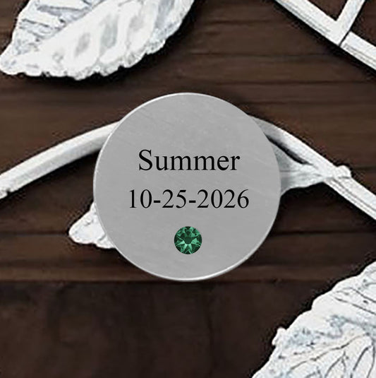Disk - Silver- Name/Date/Stone