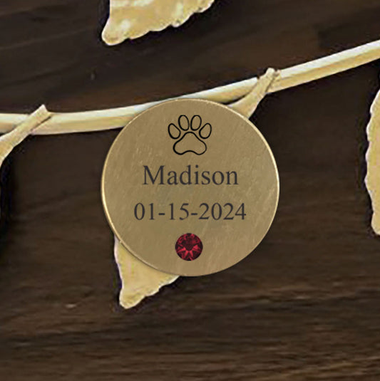 Disk - Pet - Gold - Name/Date/Stone